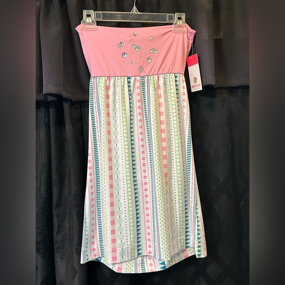 Marleylilly Strapless Swimsuit Coverup Rhinestone Accents. Size Large. NWTS